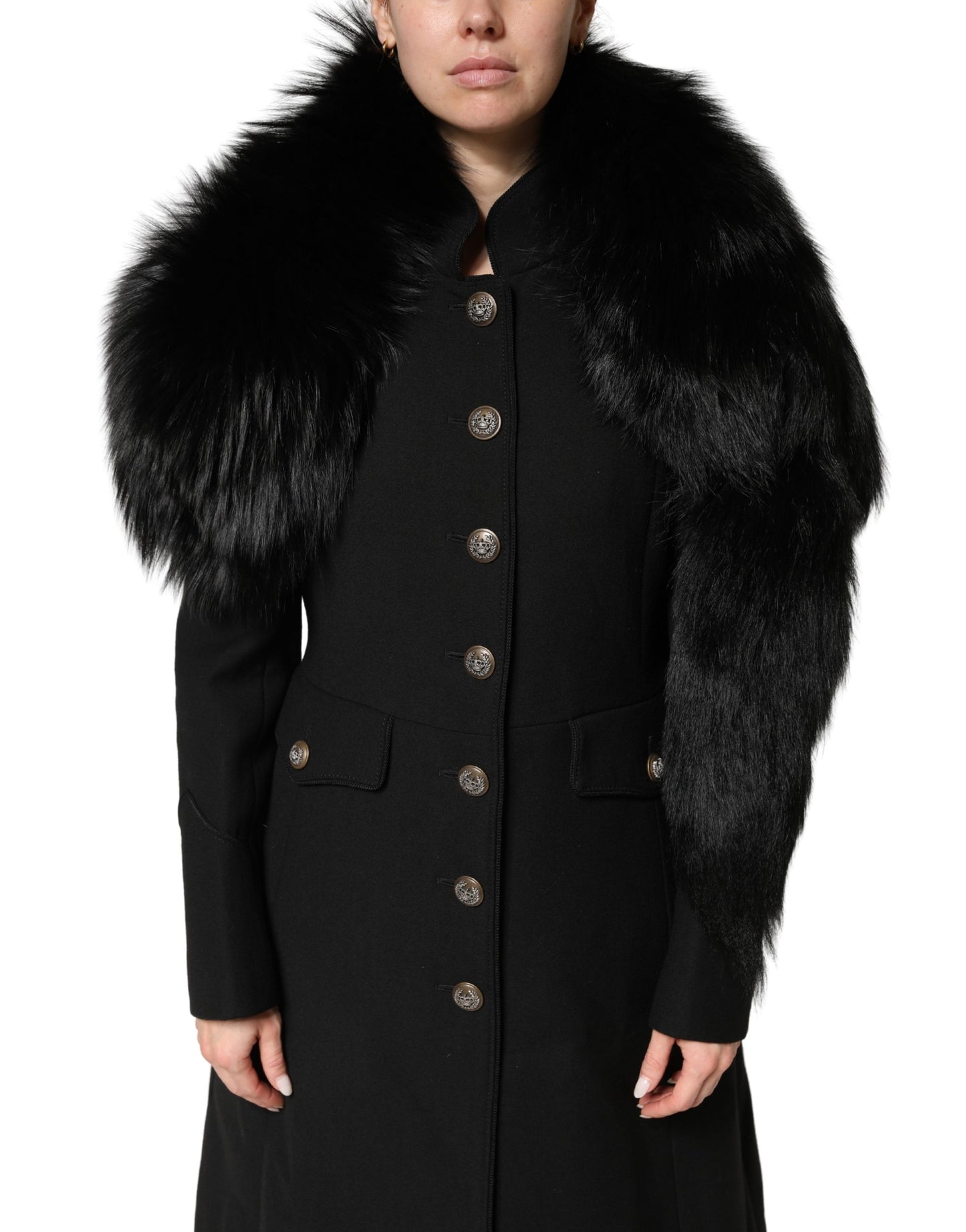 Dolce &amp; Gabbana – Halswärmer-Winterschal aus schwarzem Fuchspelz