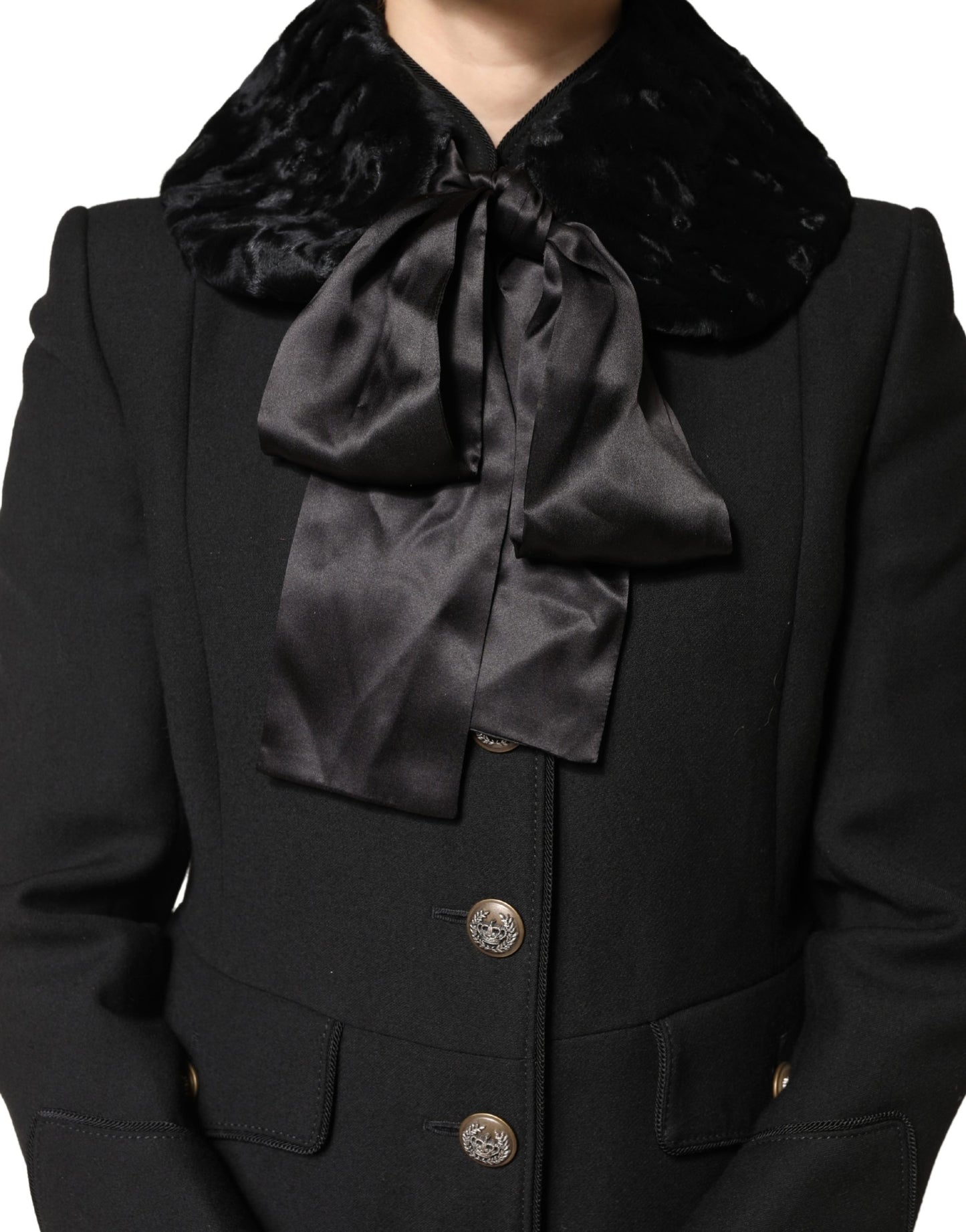 Dolce &amp; Gabbana Schwarzer Lammfell-Halswärmer für Damen, Winterschal