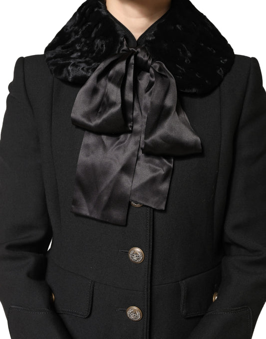 Dolce &amp; Gabbana Schwarzer Lammfell-Halswärmer für Damen, Winterschal