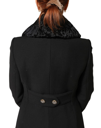 Dolce &amp; Gabbana Schwarzer Lammfell-Halswärmer für Damen, Winterschal