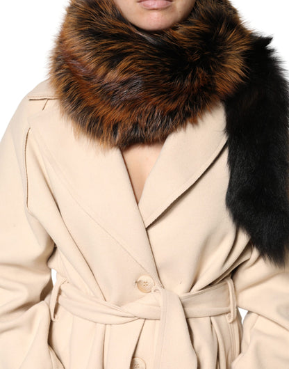 Dolce &amp; Gabbana Brauner Rotfuchspelz-Halswärmer-Winterschal