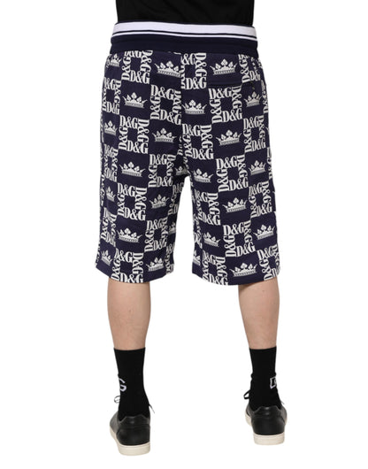 Dolce & Gabbana Blue DG Logo Print Chino Men Bermuda Shorts