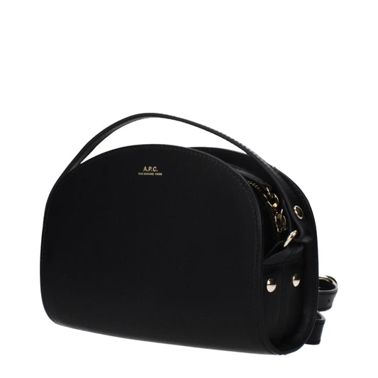 A.P.C. Black Leather Crossbody Bag