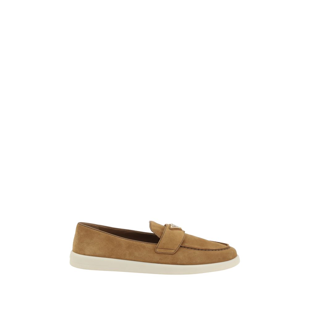 Prada Brown Calf Leather Bos Taurus Slip-On Loafers