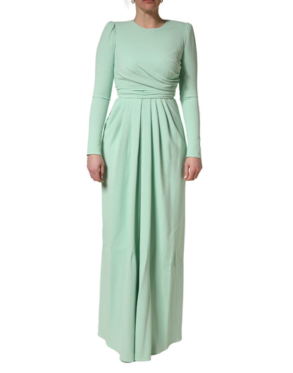 Dolce & Gabbana Green Viscose Long Sleeves Long Gown Dress