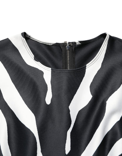 Dolce & Gabbana Black White Polyester Zebra Pattern Jumpsuit