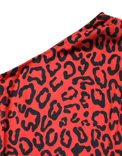 Dolce & Gabbana Black Red Nylon Leopard Pattern Jumpsuit