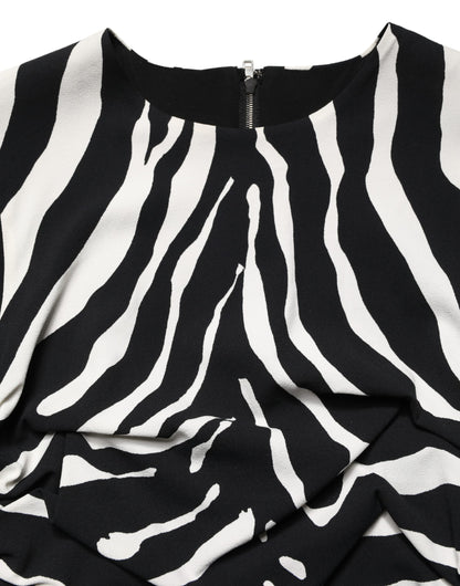 Dolce & Gabbana Black White Zebra Cady Calf Length Dress