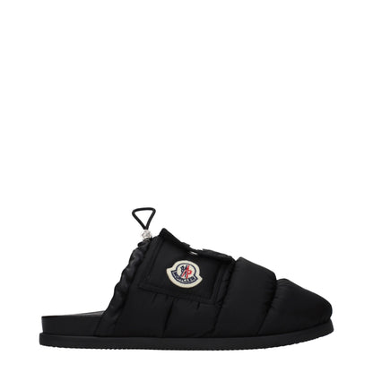 Moncler Black Fabric Slippers