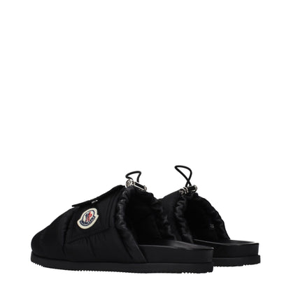 Moncler Black Fabric Slippers