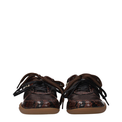 Miu Miu Brown Fabric Low Top Sneakers