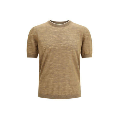 Brooksfield Beige Linen Shortsleeve Shirt