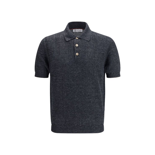 Brunello Cucinelli Gray Cotton Polo Shirt