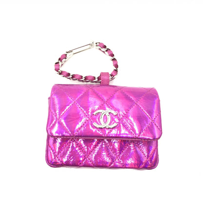 Chanel Iridescent Pink Quilted Leather Pouch