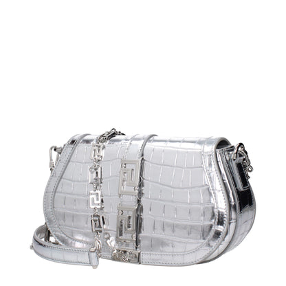 Versace Gray Leather Shoulder Bag