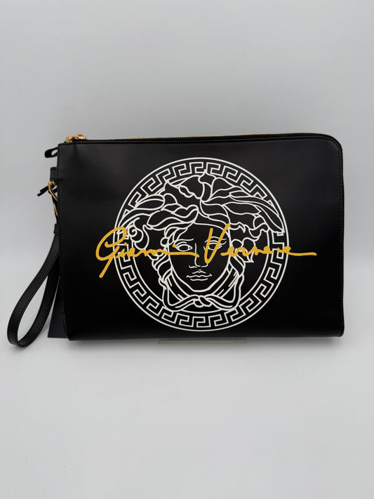 Versace VERSACE LA MEDUSA Signature Leather Clutch