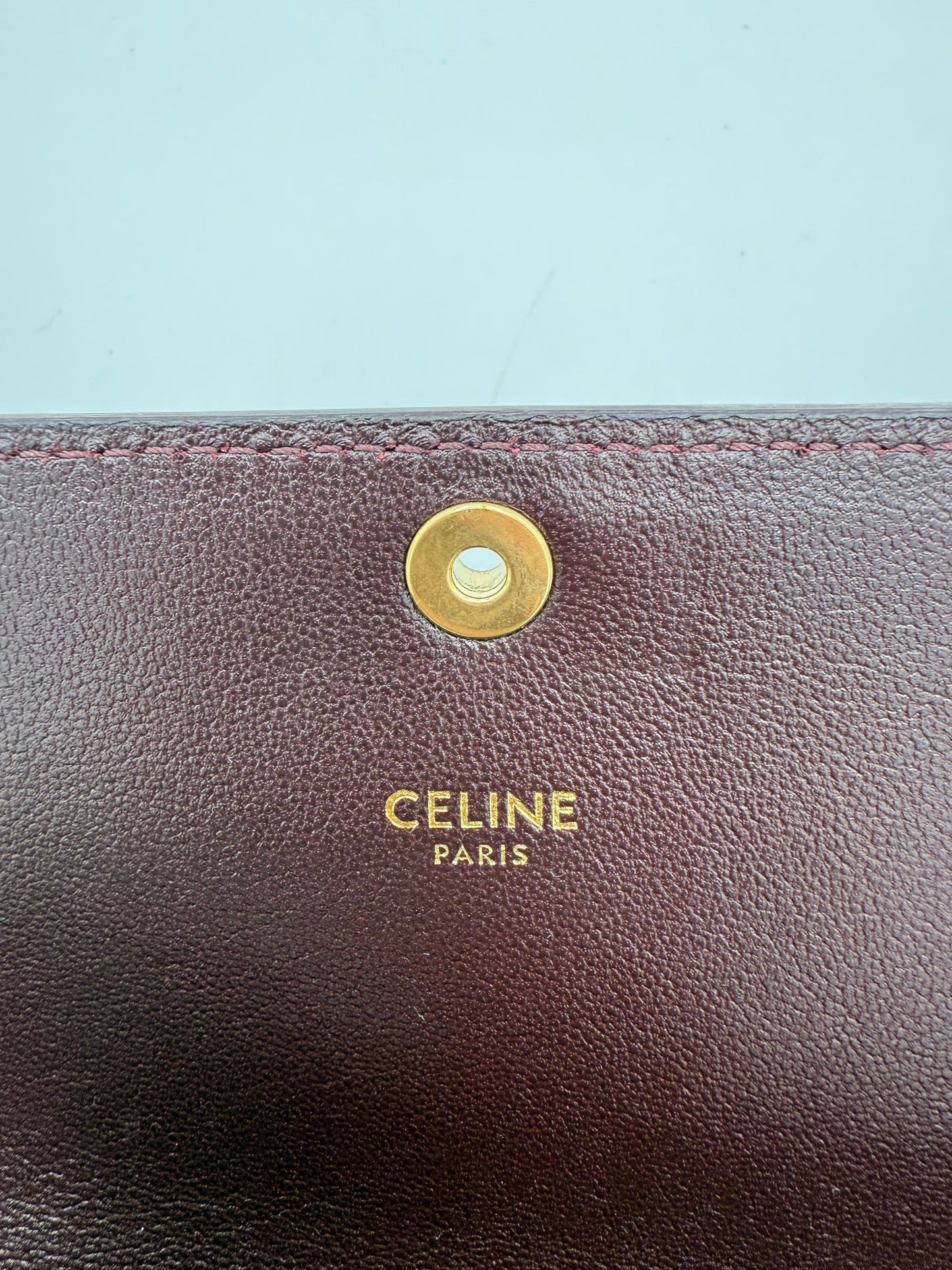 Celine CELINE TRIOMPHE Reptile Skin Burgundy Clutch