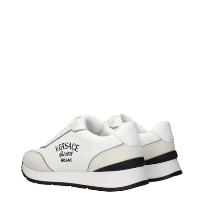 Versace White Leather Athletic Sneakers