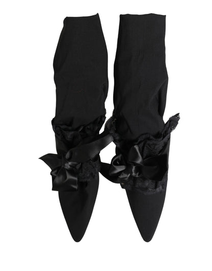 Dolce & Gabbana Black Suede Mid Calf Boots Shoes