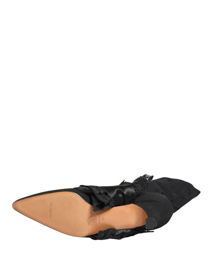 Dolce & Gabbana Black Suede Mid Calf Boots Shoes