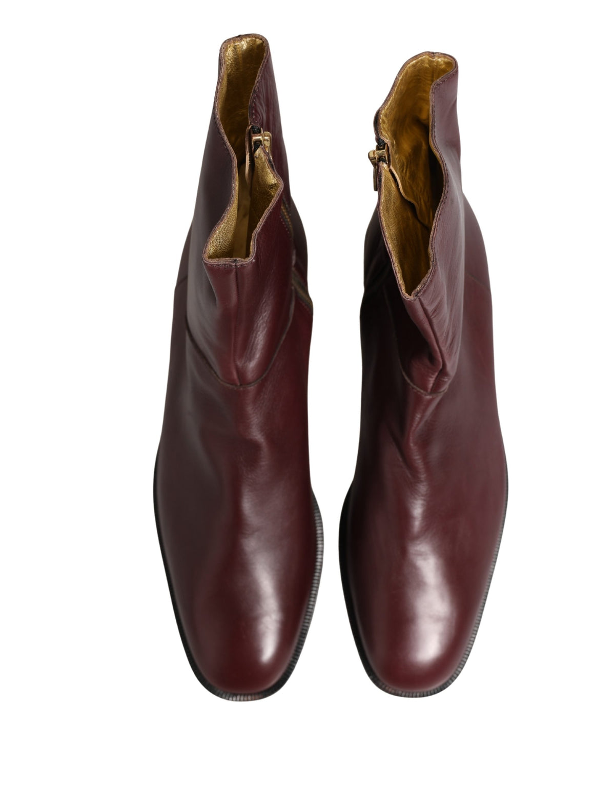 Dolce & Gabbana Maroon Leather Flats Biker Ankle Boots Shoes