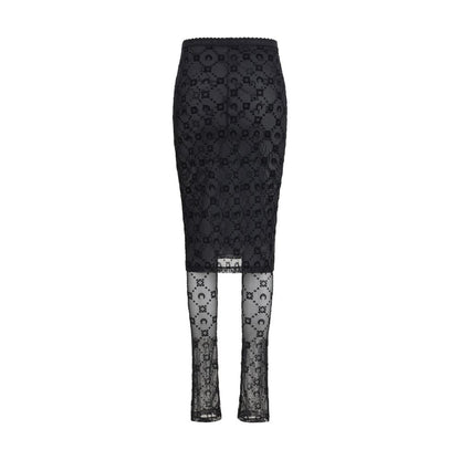 Marine Serre Black Recycled Polyamide Midi Skirt