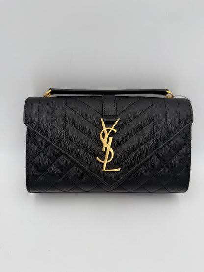 Saint Laurent SAINT LAURENT ENVELOPE SMALL in Black Grained Leather Handbag