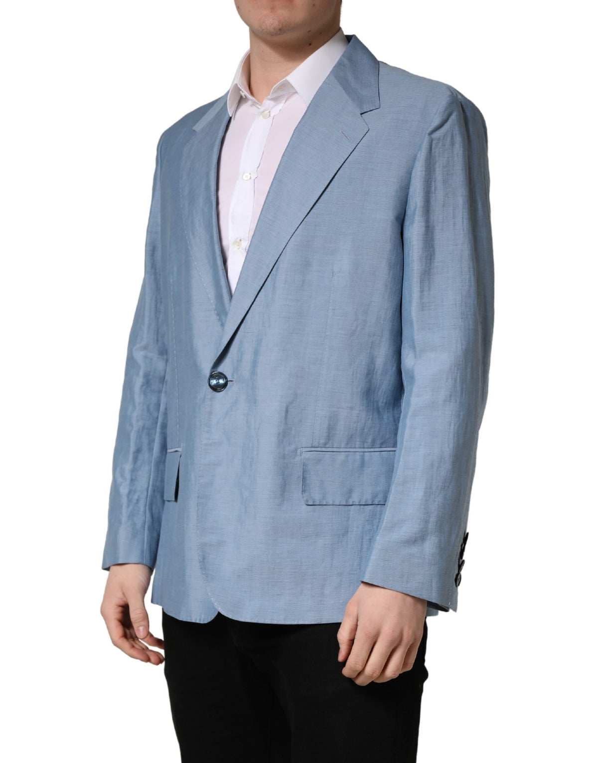 Dolce & Gabbana Light Blue Einreihiger Herren Sakko Blazer