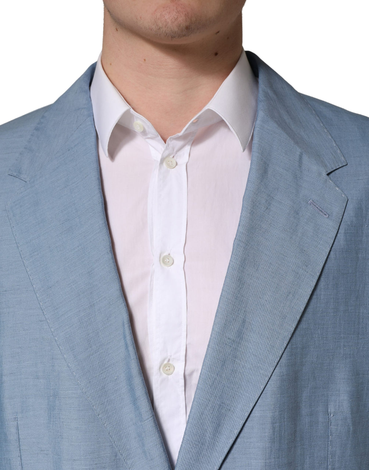 Dolce & Gabbana Light Blue Einreihiger Herren Sakko Blazer