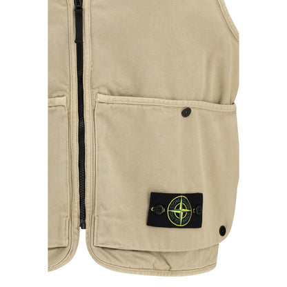 Stone Island Beige Cotton Sleeveless Jacket