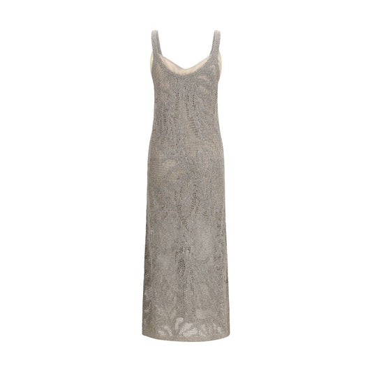 Brunello Cucinelli Gray Linen Casual Dress