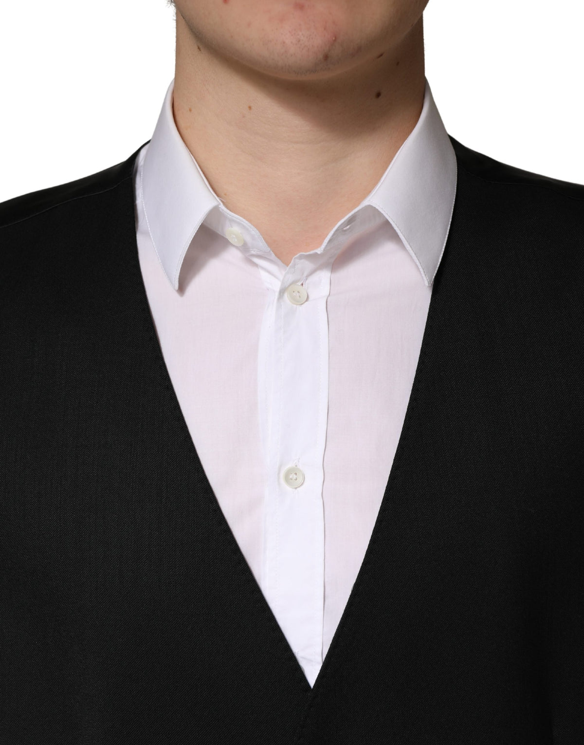 Dolce & Gabbana Schwarze Herrenweste aus Wolle, einreihig