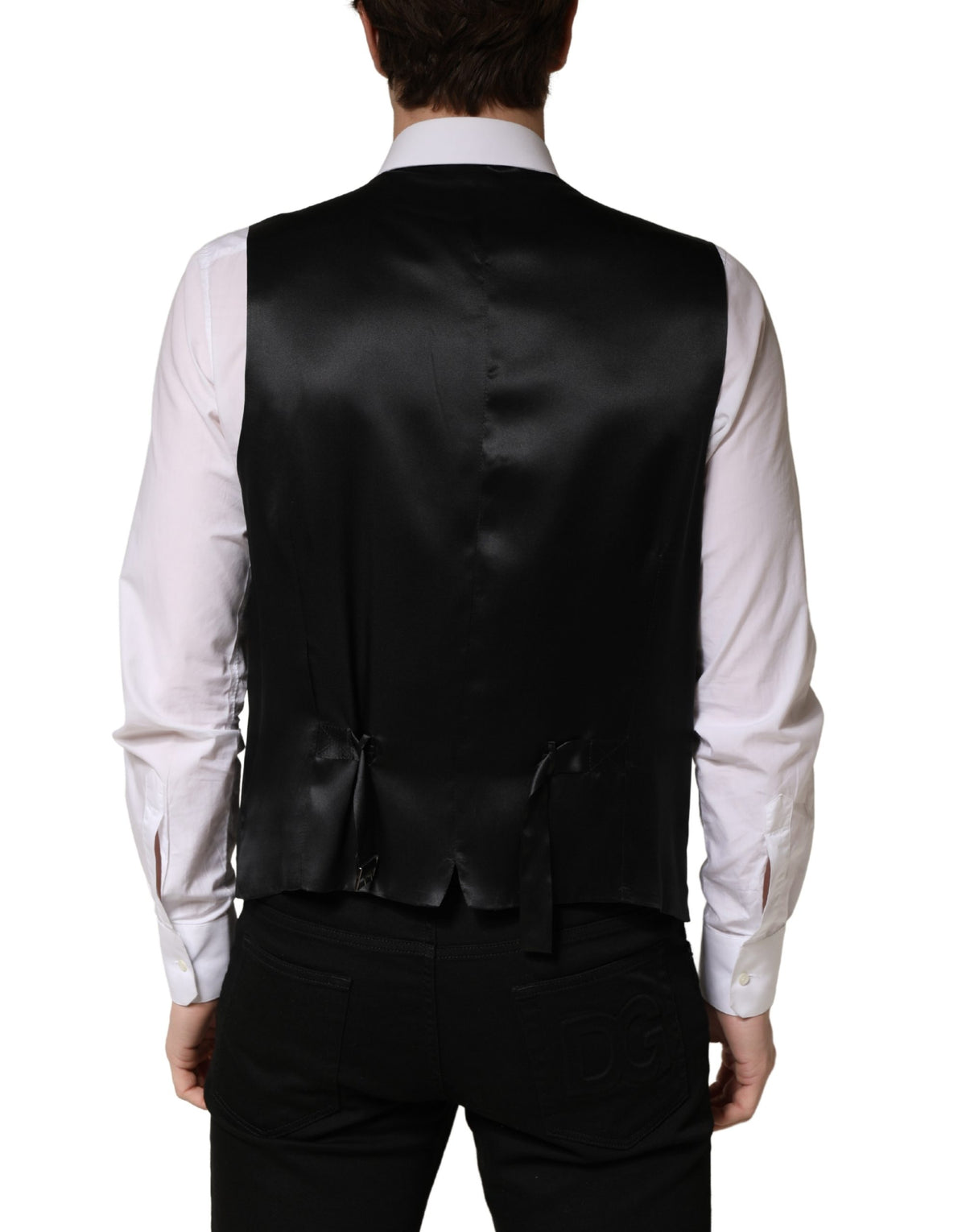 Dolce & Gabbana Schwarze Herrenweste aus Wolle, einreihig