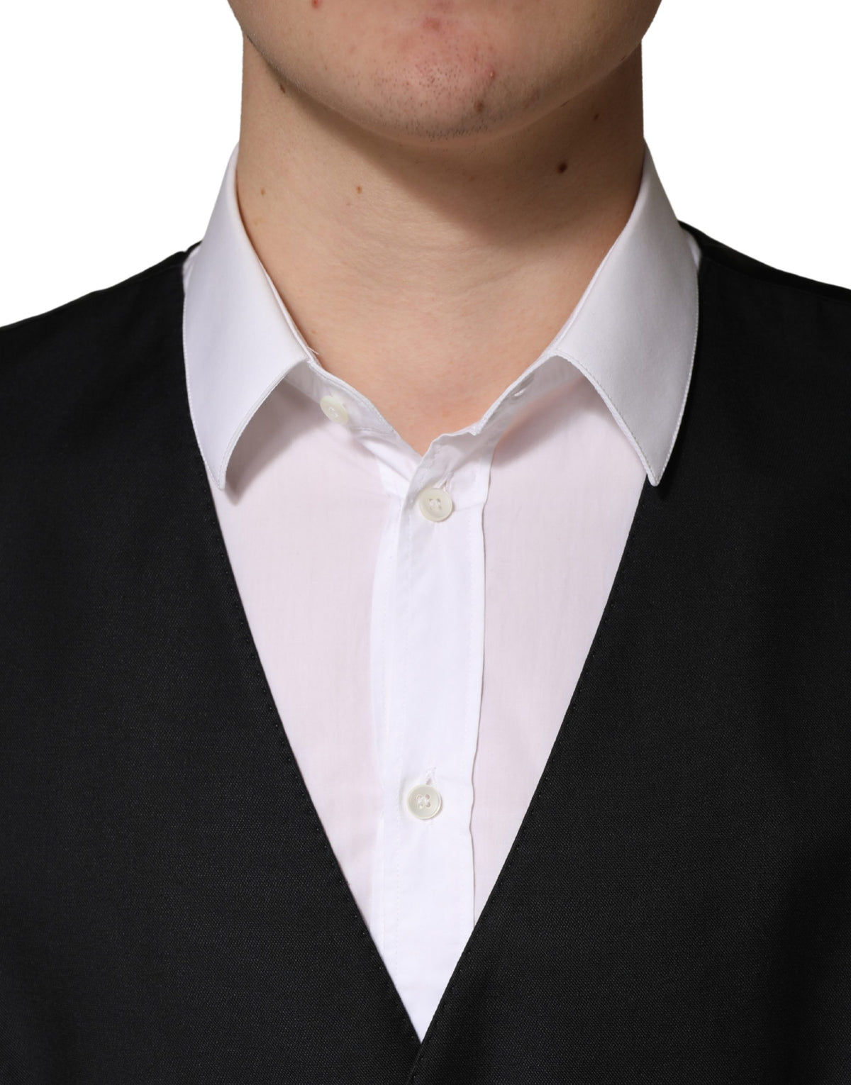 Dolce & Gabbana Schwarze Herrenweste aus Wolle, einreihig