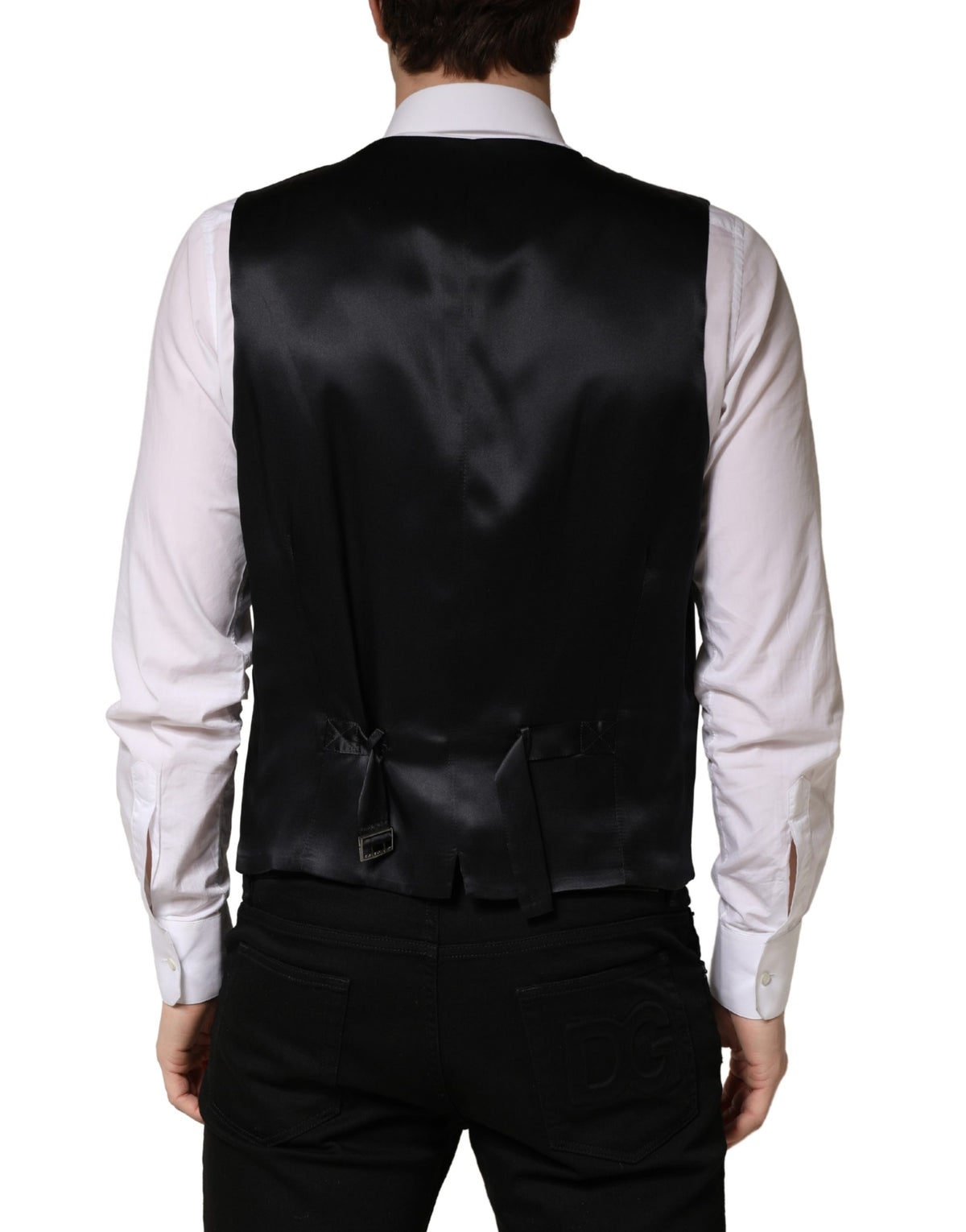 Dolce & Gabbana Schwarze Herrenweste aus Wolle, einreihig