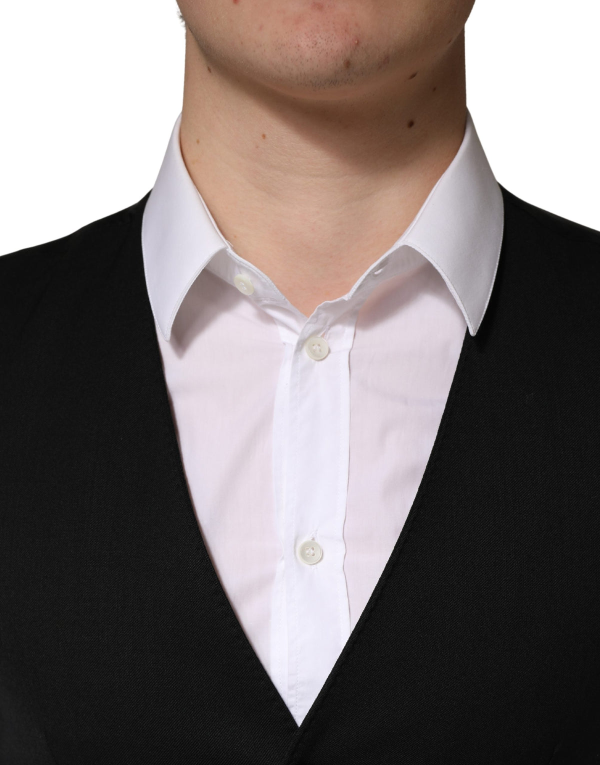 Dolce & Gabbana Schwarze Herrenweste aus Wolle, einreihig