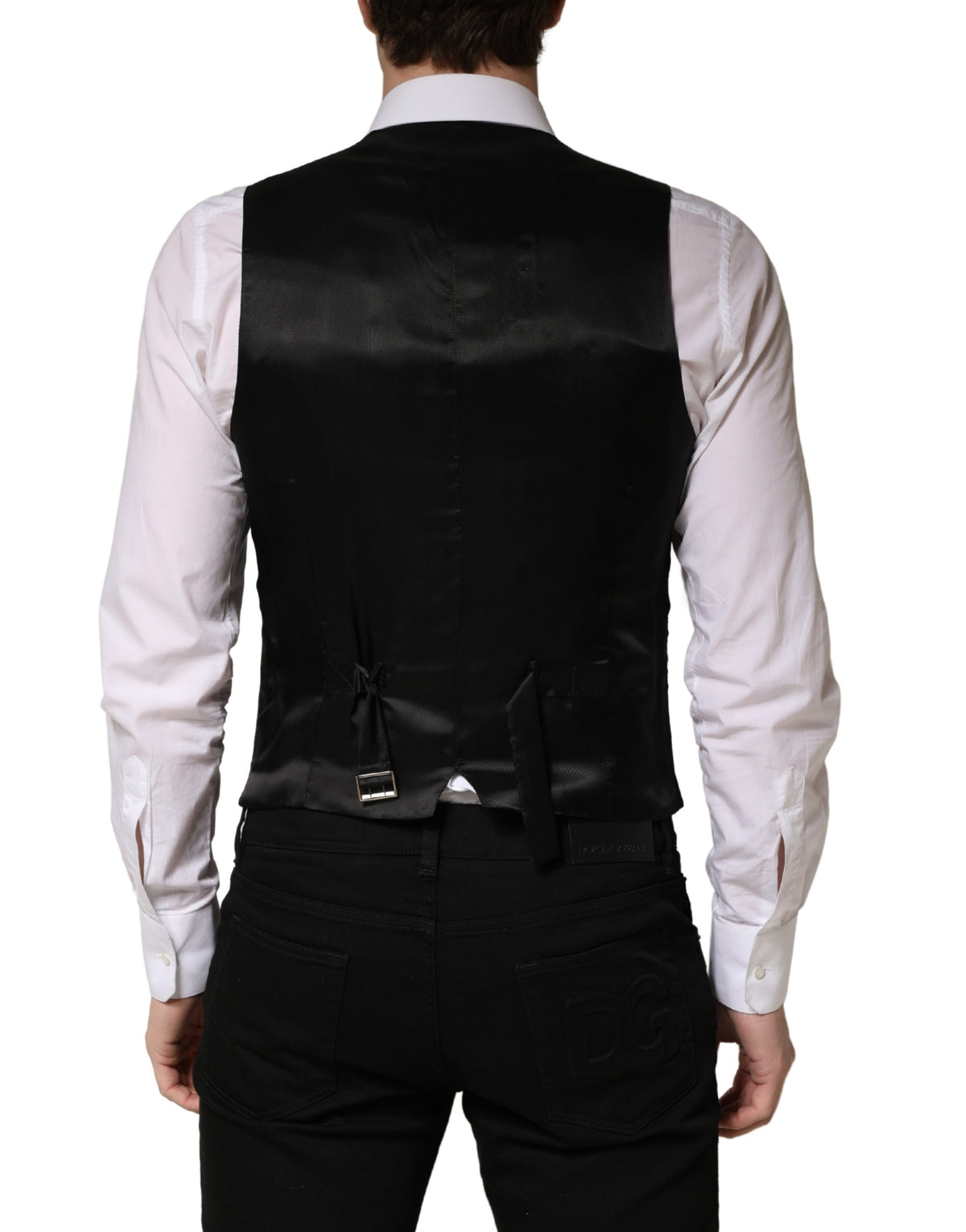 Dolce & Gabbana Schwarze Herrenweste aus Wolle, einreihig