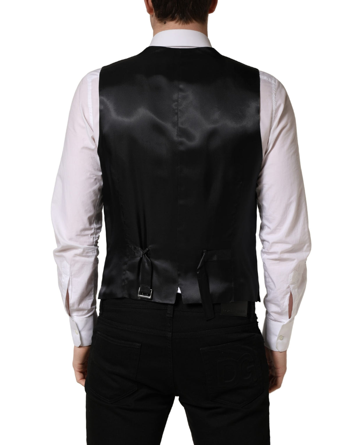 Dolce & Gabbana Schwarze Einreihige Weste Aus Wolle