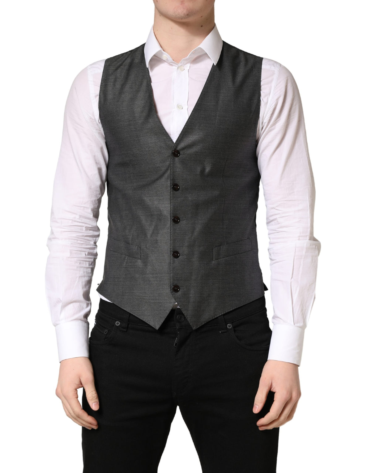 Dolce & Gabbana Dunkelgraue Weste aus Wolle