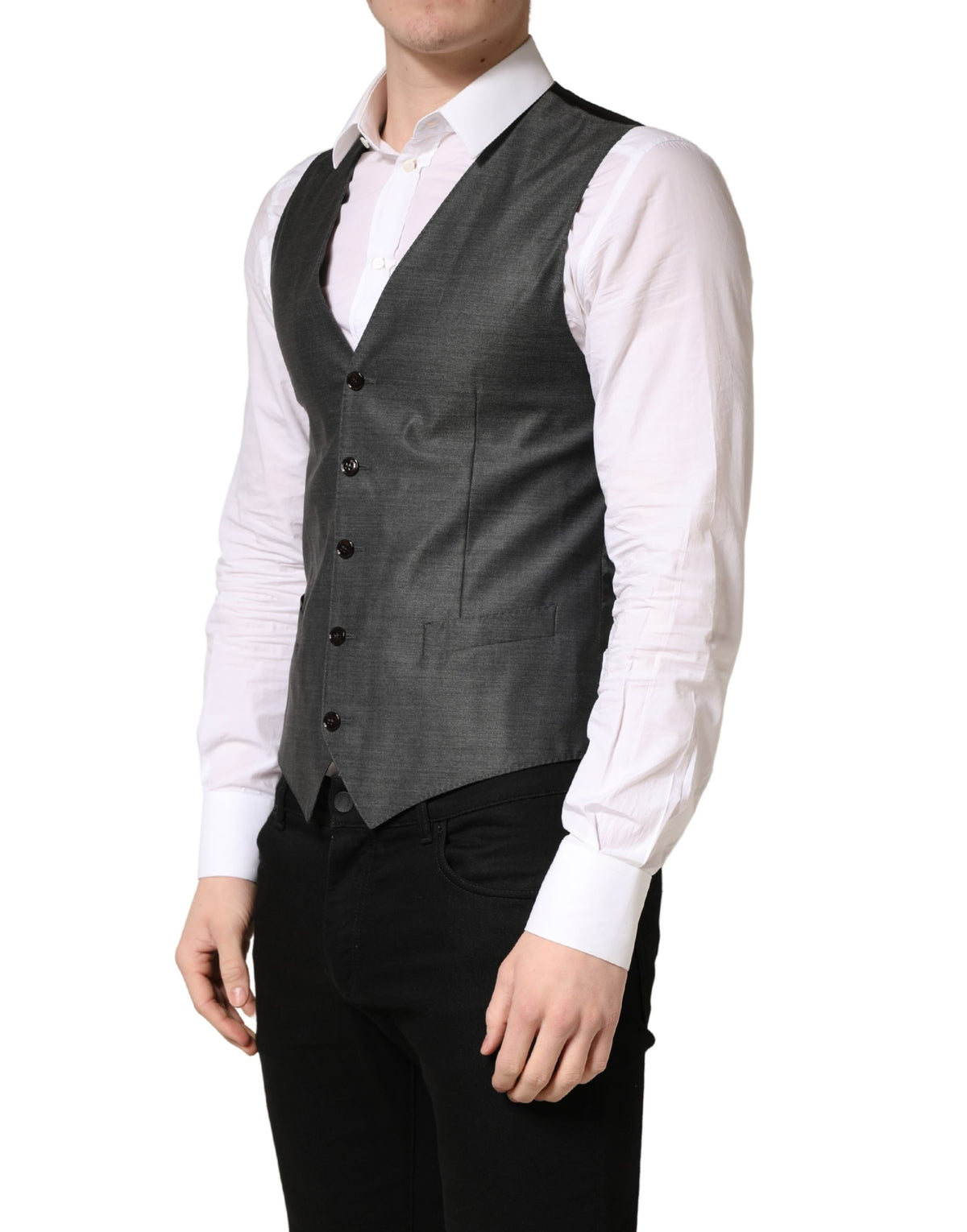Dolce & Gabbana Dunkelgraue Weste aus Wolle