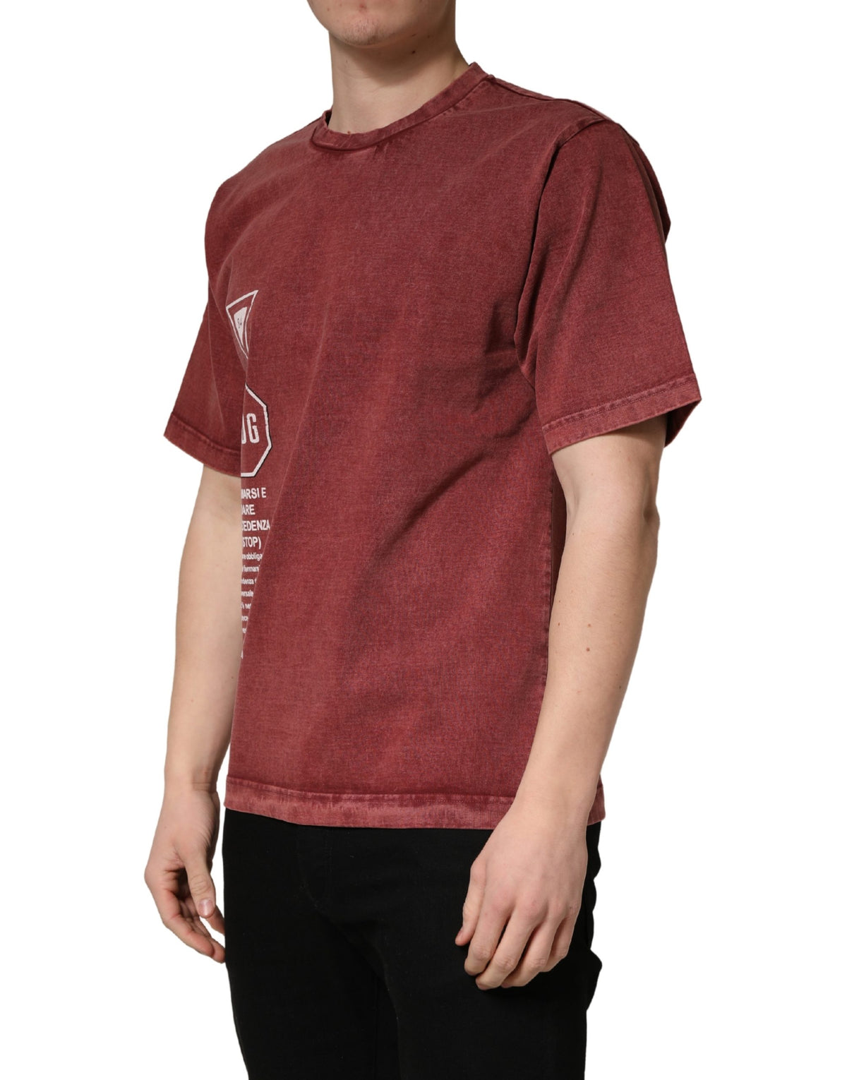 Dolce & Gabbana Rundhals-T-Shirt mit maronfarbenem Print und kurzen Ärmeln