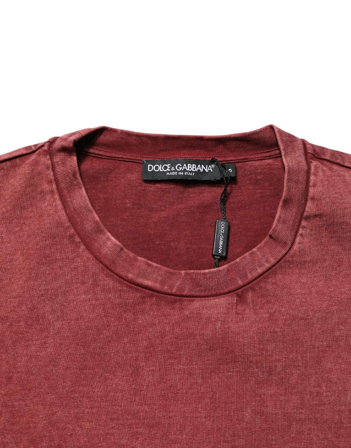 Dolce & Gabbana Rundhals-T-Shirt mit maronfarbenem Print und kurzen Ärmeln