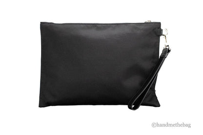 Versace Large Black Nylon Fabric Medusa Convertible Pouch Clutch Wristlet Bag