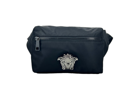 Versace Medusa Black Nylon Belt Bag Waist Fanny Pack Purse