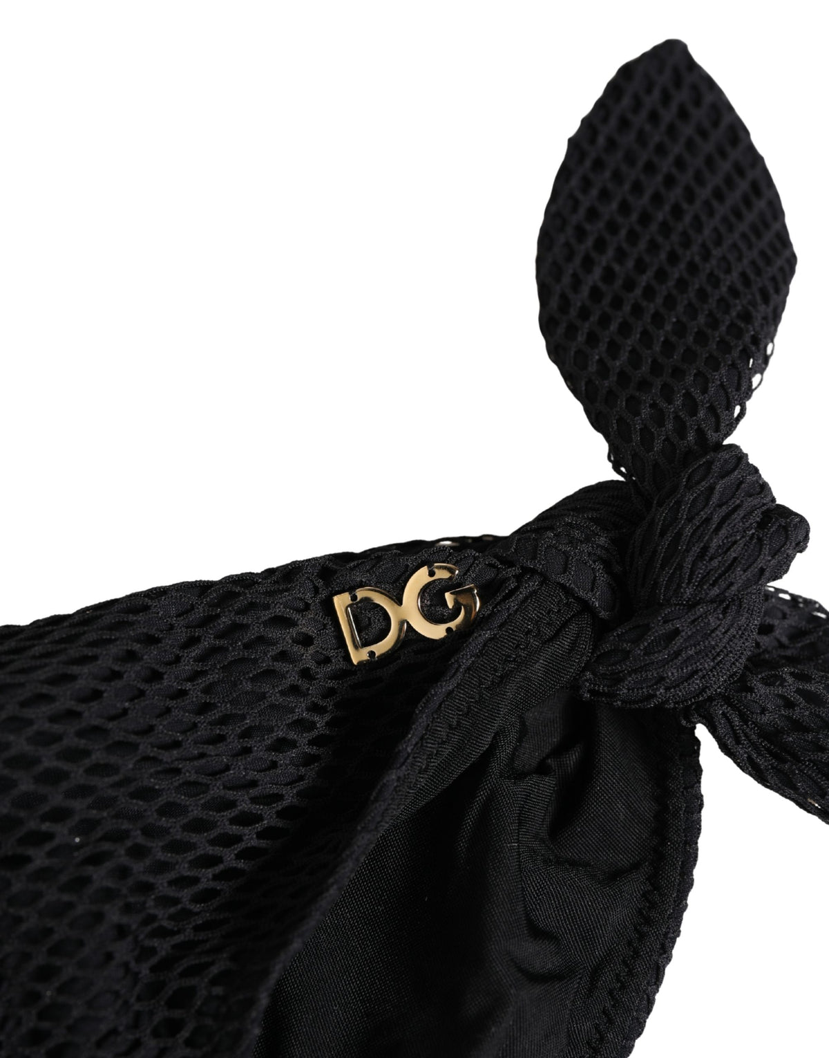 Dolce & Gabbana Bademode Schwarzes Bikinioberteil mit seitlicher Schleife DG Logo
