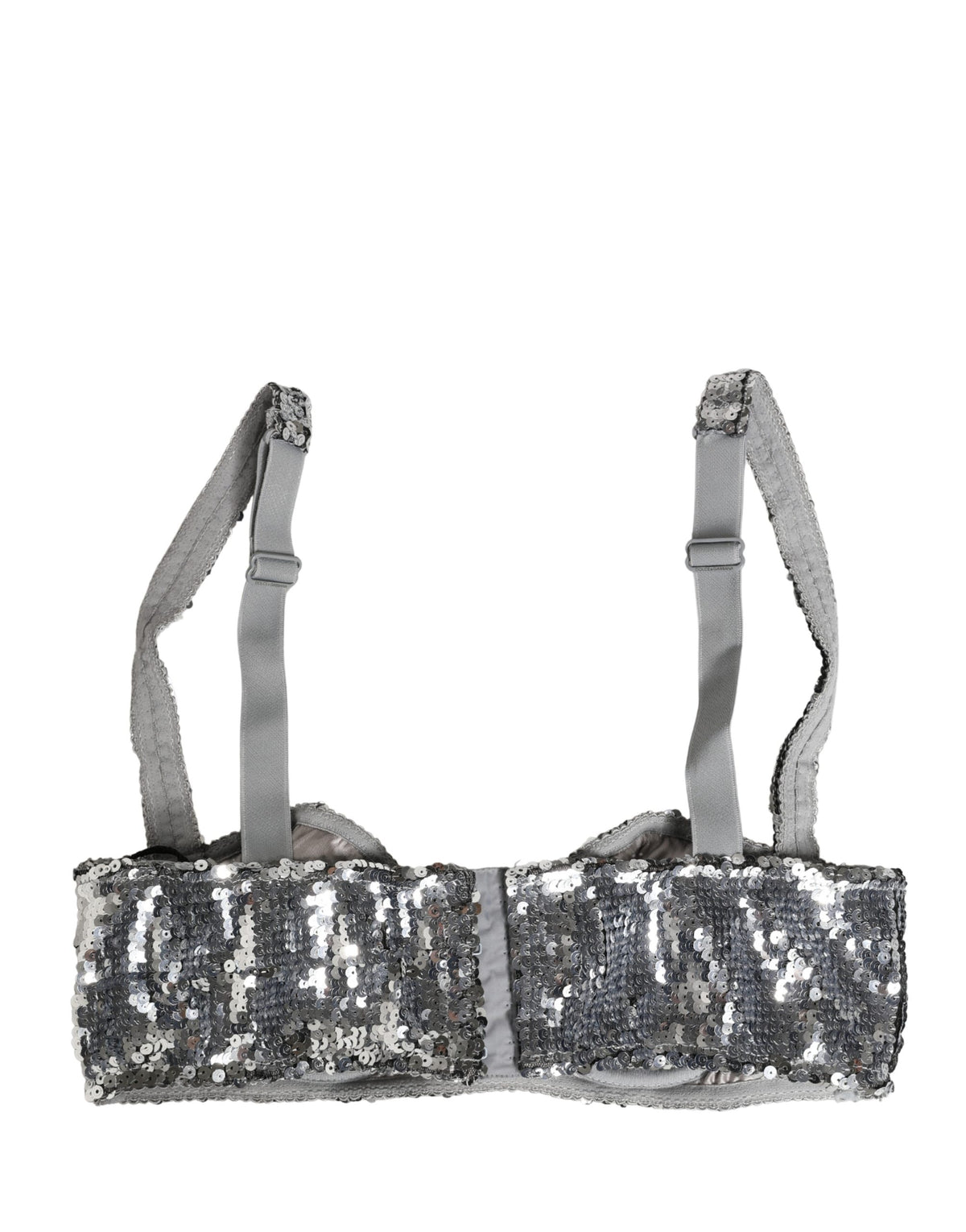 Dolce & Gabbana silberner Balconette-BH aus Nyon mit Pailletten, Unterwäsche