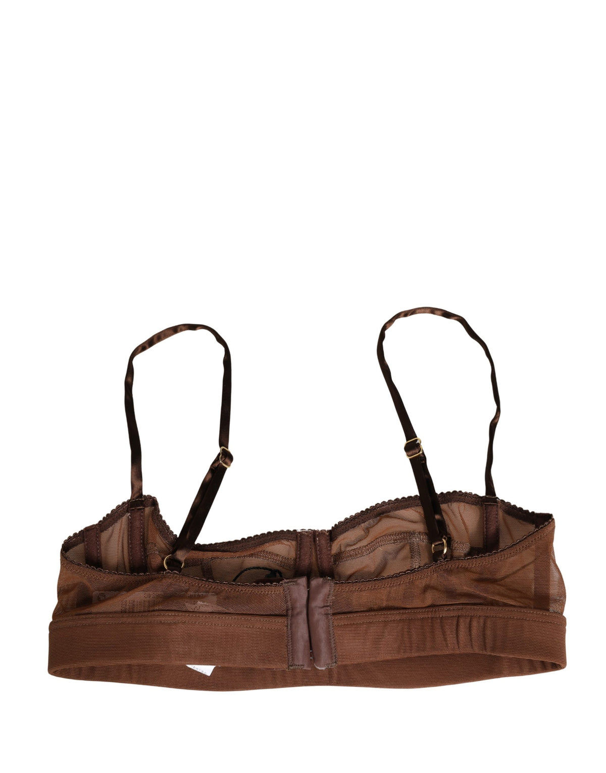 Dolce & Gabbana Brauner Balconette-BH aus Nylon und Mesh mit DG-Logo