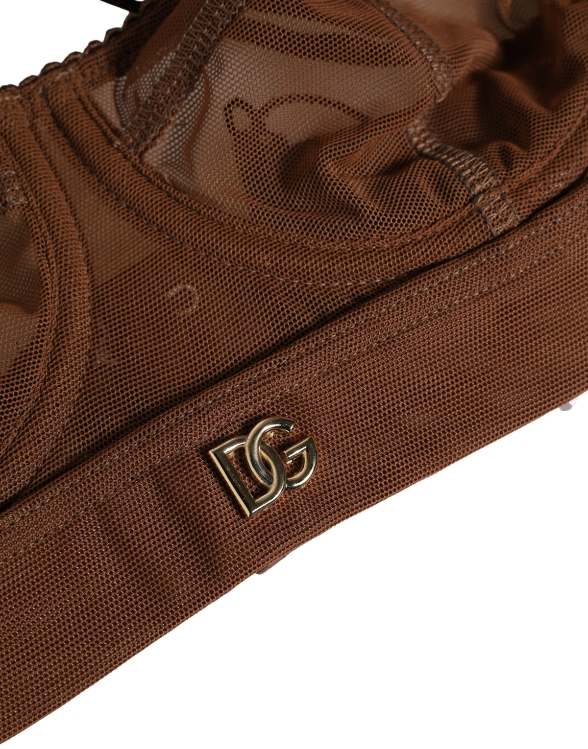 Dolce & Gabbana Brauner Balconette-BH aus Nylon und Mesh mit DG-Logo