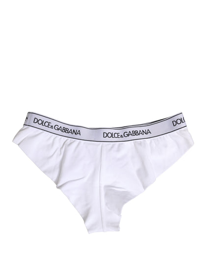 Dolce & Gabbana White Cotton Logo Waistband Brief Panty Underwear