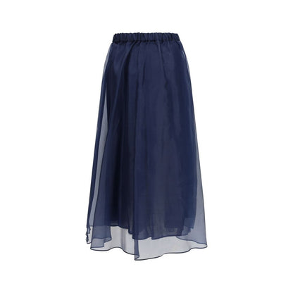 Max Mara Blue Cotton Long Skirt